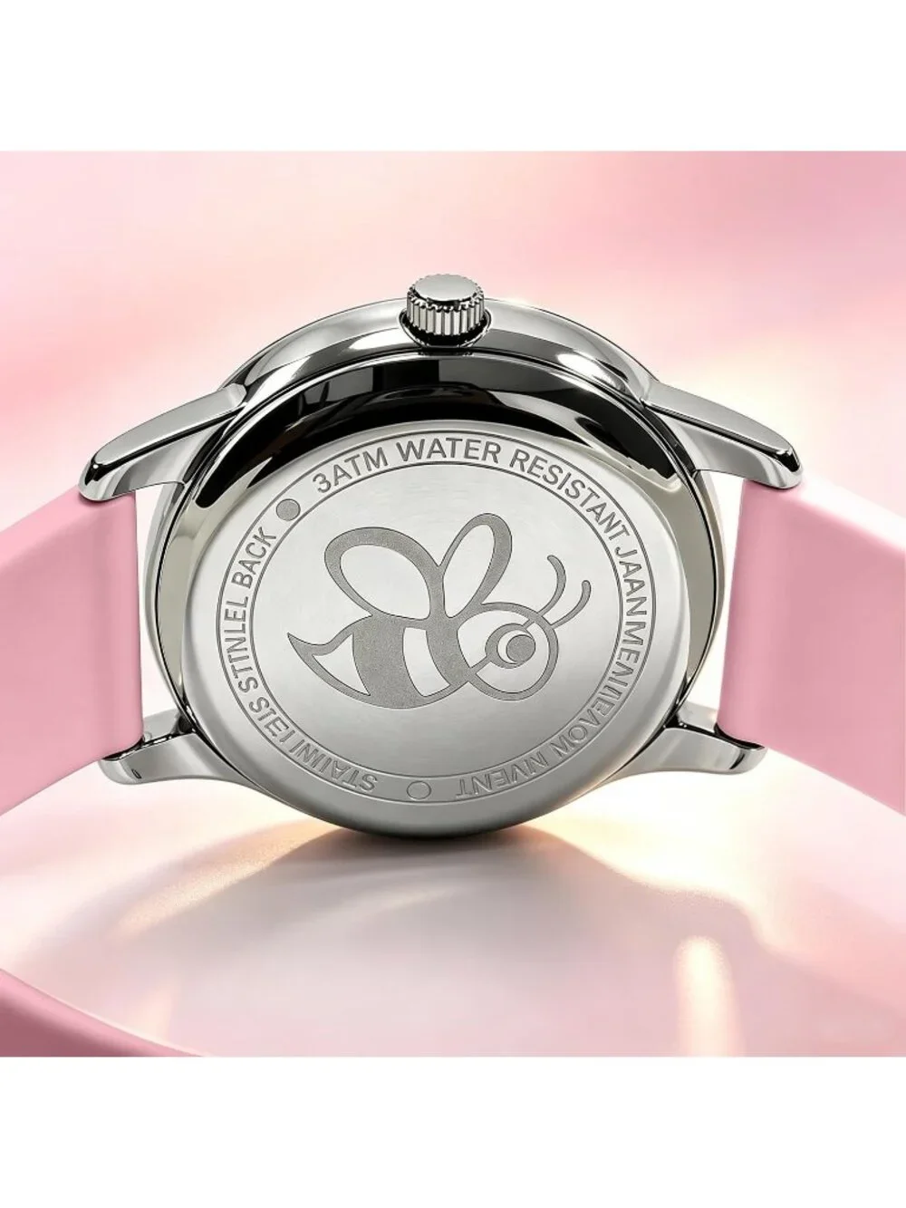 Women's Pink Colorful Roman Numerals Fashion Analog Waterproof Wrist Watch
